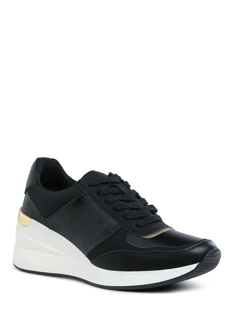 London Rag Chunky Wedge Heel Sneaker in Black