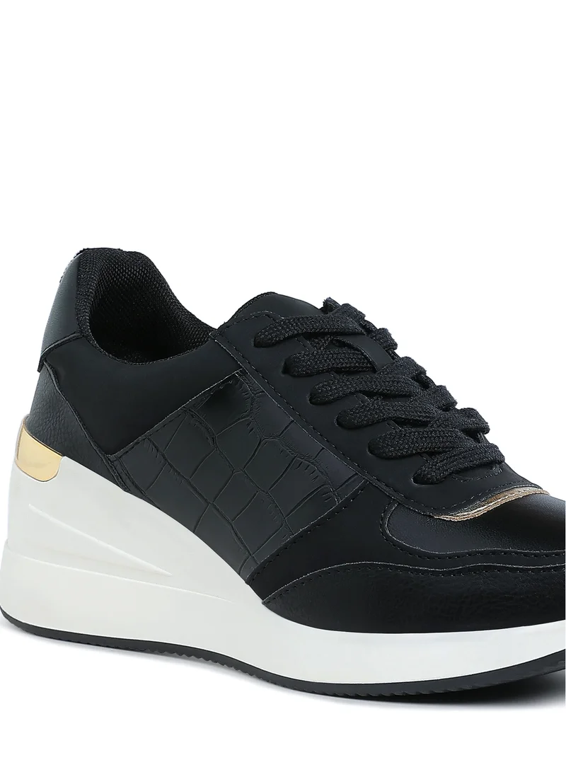 London Rag Chunky Wedge Heel Sneaker in Black