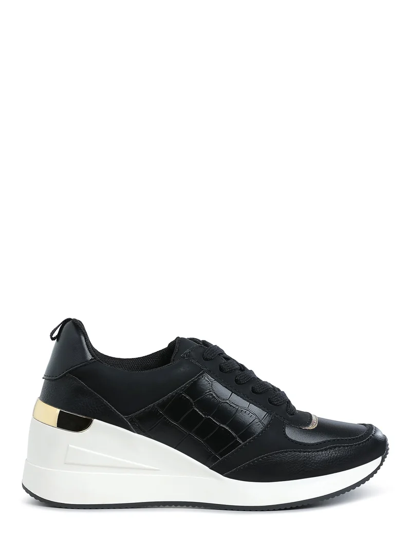 London Rag Chunky Wedge Heel Sneaker in Black