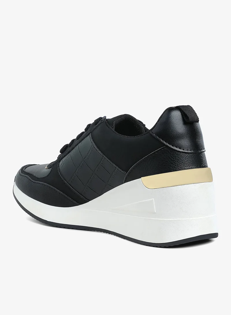 London Rag  Chunky Wedge Heel Sneaker in Black for Women | Best Price UAE