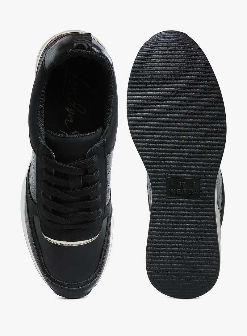 London Rag  Chunky Wedge Heel Sneaker in Black for Women | Best Price UAE