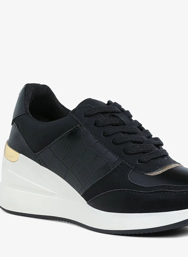 London Rag  Chunky Wedge Heel Sneaker in Black for Women | Best Price UAE