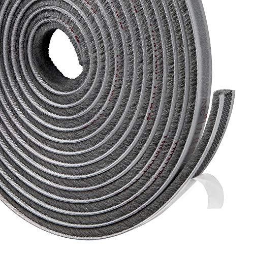 TORRAMI Felt Pile Weather Stripping 11/32 inch x 3/16 inch x 16 ft, Sliding Windows and Door Frame Side Brush Seal, Draft Stopper Soundproofing, Grey - Image 1