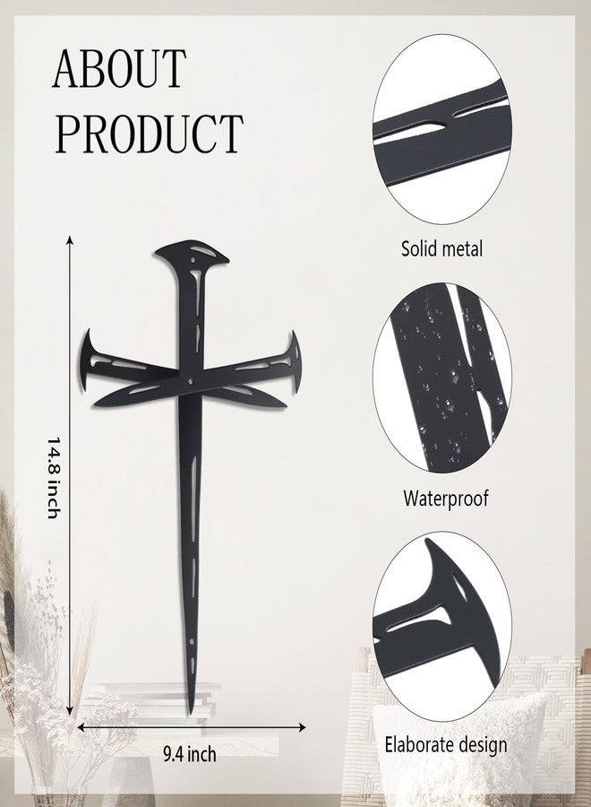 KOYILTD Metal Jesus Cross Wall Art Decor Religious Wall Baptism Decor Minimalist Decorations for Home Office Biblical Jesus Cross Wall Art Decoration Gift for Christian (Classic, Medium) - Image 2