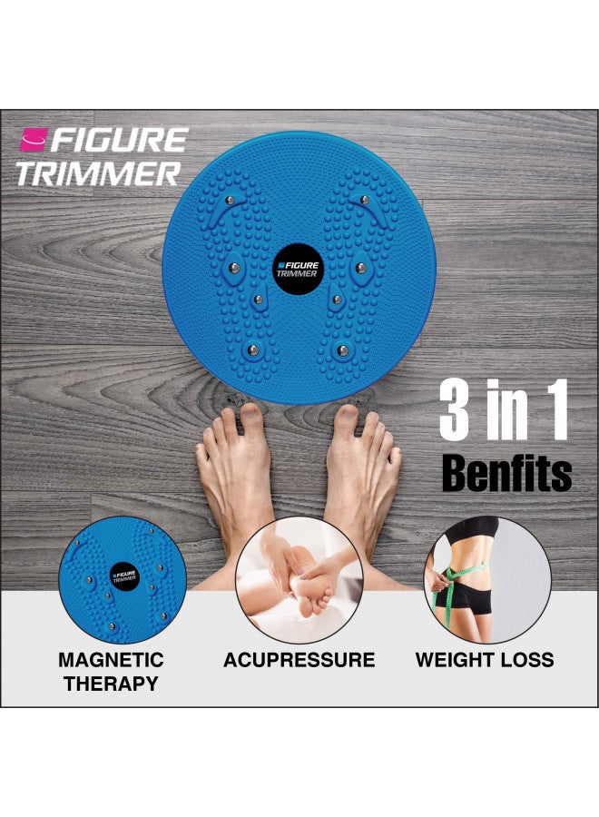 Figure Trimmer لوحة التواء عضلات البطن الأساسية - لوحة تشكيل الخصر بقطر 12 بوصة لتمارين العضلات الأساسية والبطن - قرص التواء الخصر، لوحة التواء دوار للتمارين الرياضية مع 8 مغناطيسات للعلاج بالضغط، زرقاء - Image 4