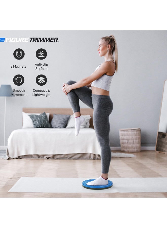 Figure Trimmer لوحة التواء عضلات البطن الأساسية - لوحة تشكيل الخصر بقطر 12 بوصة لتمارين العضلات الأساسية والبطن - قرص التواء الخصر، لوحة التواء دوار للتمارين الرياضية مع 8 مغناطيسات للعلاج بالضغط، زرقاء - Image 1
