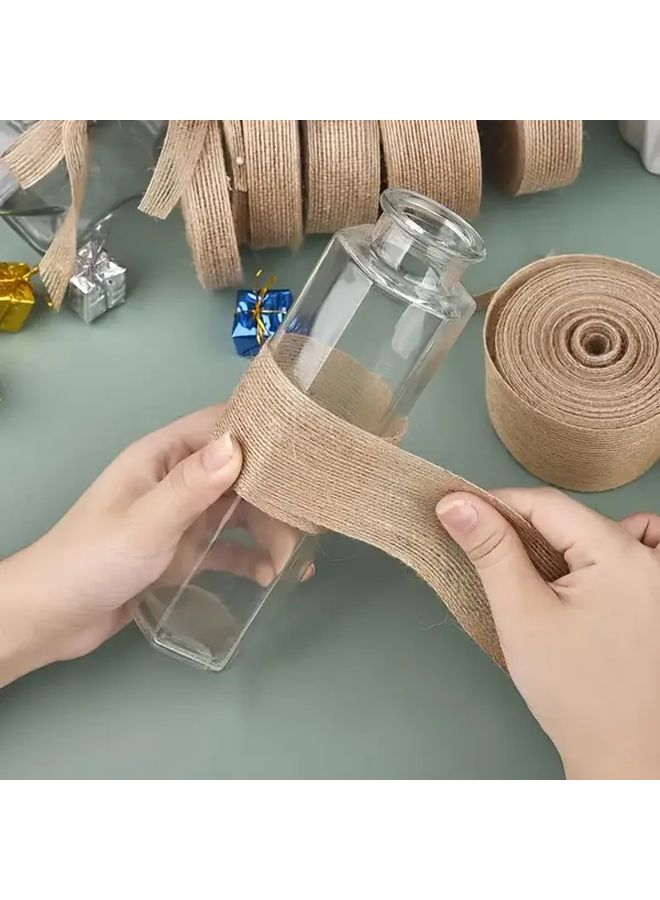 Natural Jute Ribbon 1.5cm X 5m Roll DIY Wedding Gift Wrap - Image 5