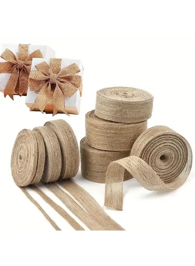 Natural Jute Ribbon 1.5cm X 5m Roll DIY Wedding Gift Wrap - Image 1