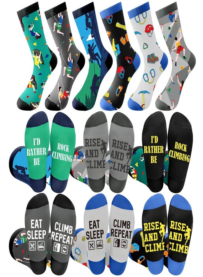 Bonuci 6 Pairs Rock Climbing Socks Novelty Rock Climbing Gifts Running Hunting Socks for Men Women Climbers Christmas - Image 1