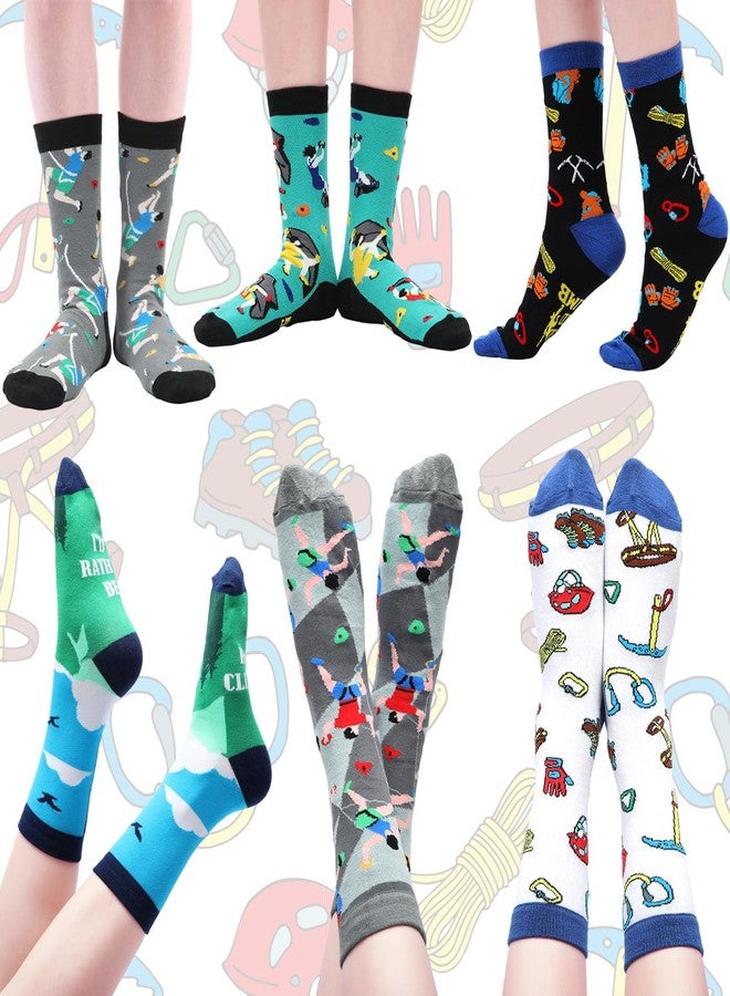 Bonuci 6 Pairs Rock Climbing Socks Novelty Rock Climbing Gifts Running Hunting Socks for Men Women Climbers Christmas - Image 4