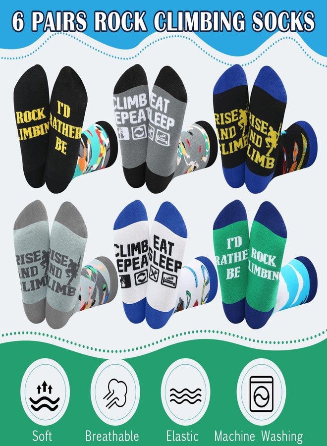 Bonuci 6 Pairs Rock Climbing Socks Novelty Rock Climbing Gifts Running Hunting Socks for Men Women Climbers Christmas - Image 3