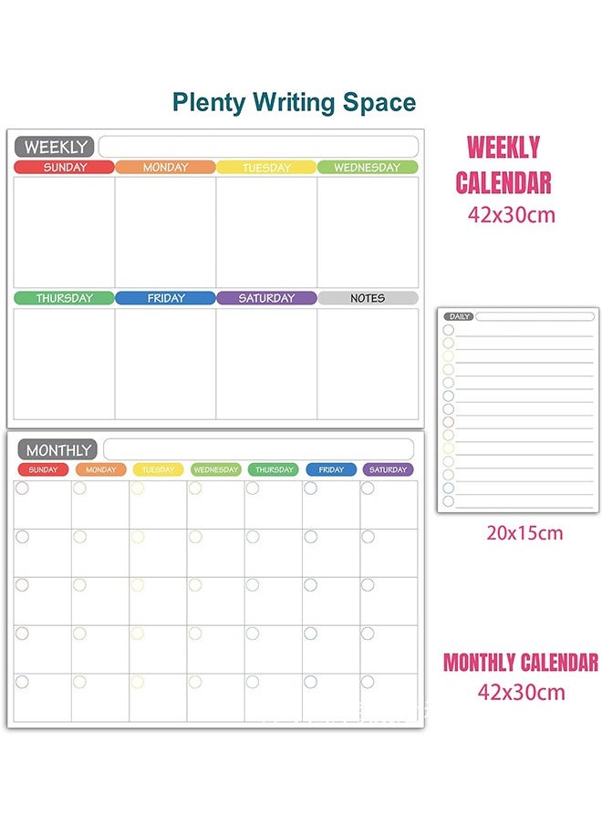 LENND - Magnetic Dry Erase Refrigerator Calendar - Monthly Calender and Today List, Fridge Whiteboard with Back Magnet - Color Planner White Board - Image 1
