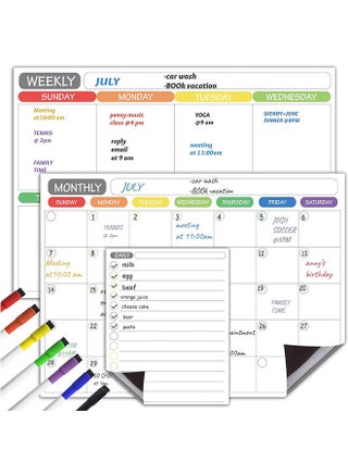 Magnetic Dry Erase Refrigerator Calendar - Monthly Calender and Today List, Fridge Whiteboard with Back Magnet - Color Planner White Board - view 3