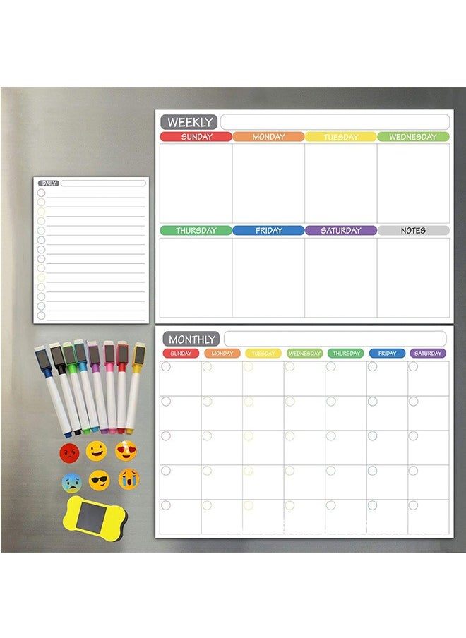 LENND - Magnetic Dry Erase Refrigerator Calendar - Monthly Calender and Today List, Fridge Whiteboard with Back Magnet - Color Planner White Board - Image 1