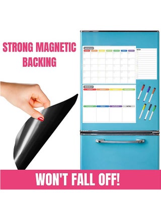 Magnetic Dry Erase Refrigerator Calendar - Monthly Calender and Today List, Fridge Whiteboard with Back Magnet - Color Planner White Board - view 2