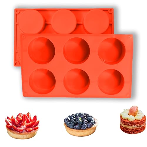 PureBake Mini Round Silicone Molds for Baking, 6-Cavity Cylinder Mould, Non-Stick Cake Pan for Mousse, Desserts, Candy, Soap & More - Food-Grade, Flexible, Oven & Freezer Safe - Image 1