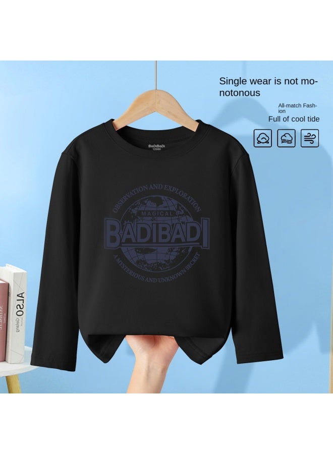 Badibadi Boys' Long Sleeve T-shirt, 2025 Autumn, Cotton Top, Mid-to-large Boys' Soft Base Layer, Breathable Autumn Fashion - Image 2