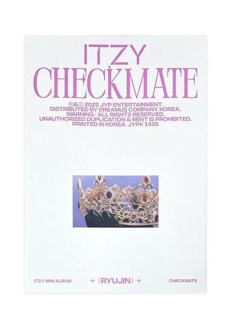 Itzy 5th Mini Album Checkmate Standard Edition Ryujin Version Kpop CD with Photobook Photocards Mini Poster Lyrics Paper and Sticker