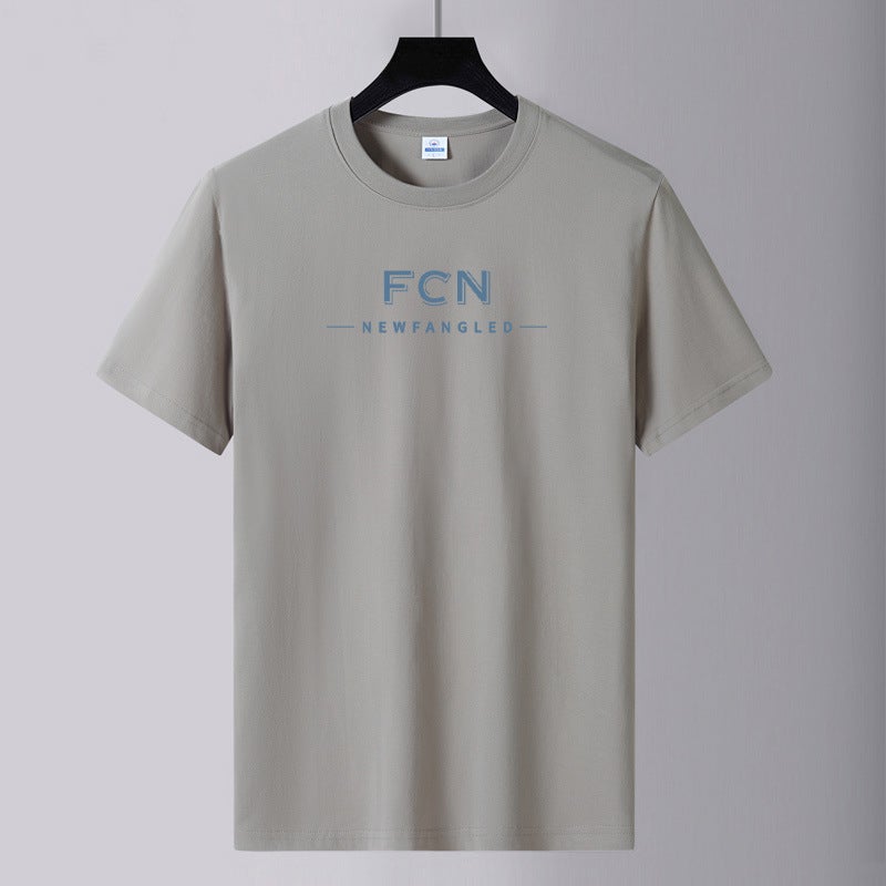 2025 Summer New Men's Round Neck Cotton Short Sleeve T-Shirt Youth Fashion Printed Loose Large Size Trendy Versatile T-Shirt - Image 1