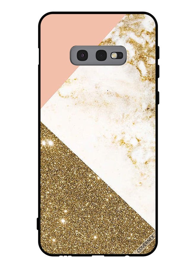 Covernex Protective Case Cover For Samsung Galaxy S10e Golden Glitter & Matble Pattern - Image 1