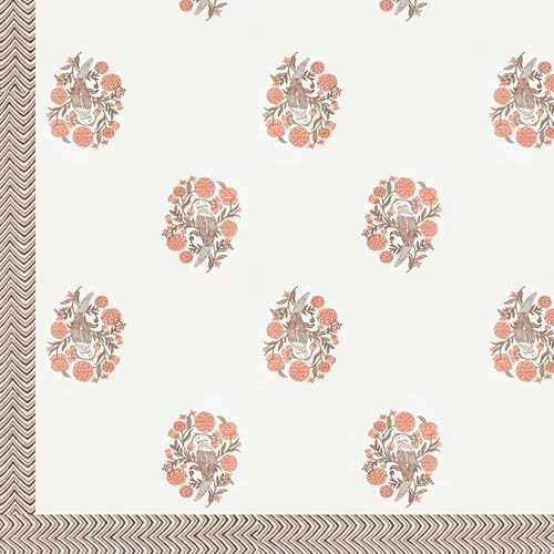 DE CAMA Since 1997 | 100% Cotton 300 TC Premium King Size Bedsheet for Double Bed (90 x 108 Inch) with 2 Pillow Covers Set (17 x 27 Inch) Designer Printed Bedsheet Set - Birds of Wings Orange - Image 4