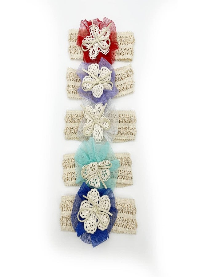 SYGA Pack Of 5 Pcs Baby Headbands Nylon Soft Flower Strechable Hairbands Bow Headband Newborn Infant Toddlers Kids 0-3 Year (Multicolor) - Image 1