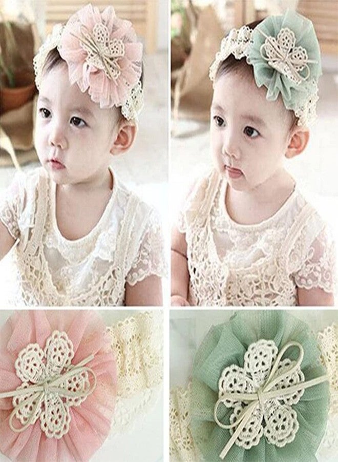 SYGA Pack Of 5 Pcs Baby Headbands Nylon Soft Flower Strechable Hairbands Bow Headband Newborn Infant Toddlers Kids 0-3 Year (Multicolor) - Image 2