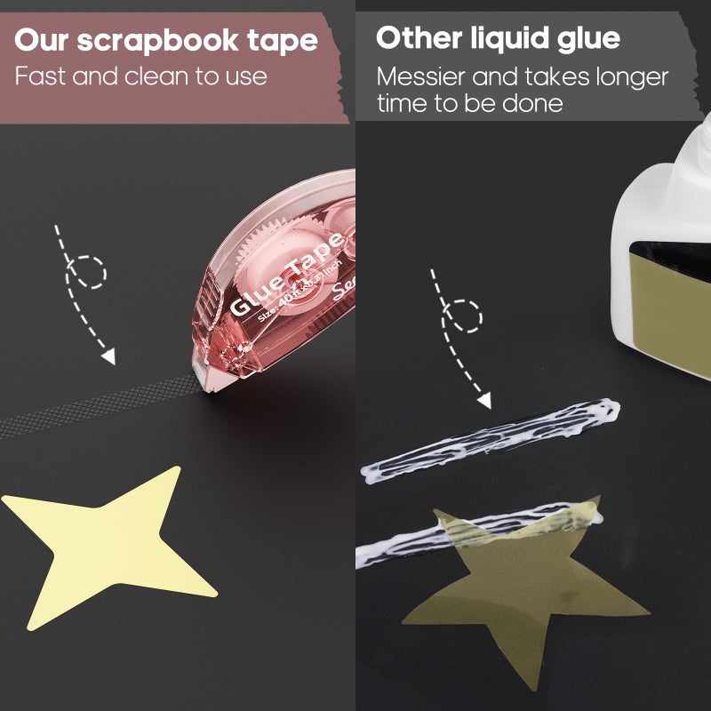 Secopad 1.5X Longer Scrapbook Tape, 6 Pack Double Sided Tape Roller for Crafts, Adhesive Glue Runner for School Office Teacher Journal Supplies, Glue Roller for Kids and Adults, 240FT Total - Image 3