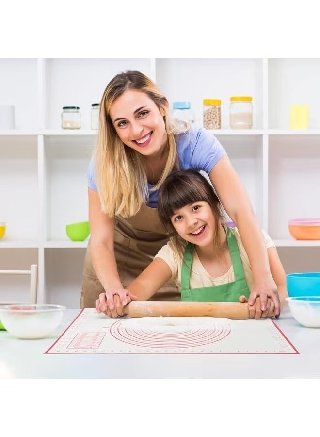 قاعدة حصيرة بساط عجين و خبز سيليكون بيضاء/حمراء مقاس 60×40 سم - حصيرة خبز سيليكون كبيرة، حصيرة معجنات، حصيرة خبز سيليكون لدحرجة العجين غير قابلة للانزلاق، حصيرة عجين، حصيرة لف قشرة الفطيرة، حصيرة فوندان، بطانة فرن مع قياس - Image 4