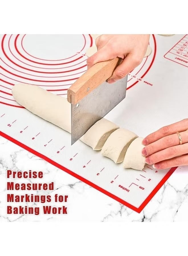 قاعدة حصيرة بساط عجين و خبز سيليكون بيضاء/حمراء مقاس 60×40 سم - حصيرة خبز سيليكون كبيرة، حصيرة معجنات، حصيرة خبز سيليكون لدحرجة العجين غير قابلة للانزلاق، حصيرة عجين، حصيرة لف قشرة الفطيرة، حصيرة فوندان، بطانة فرن مع قياس - Image 2