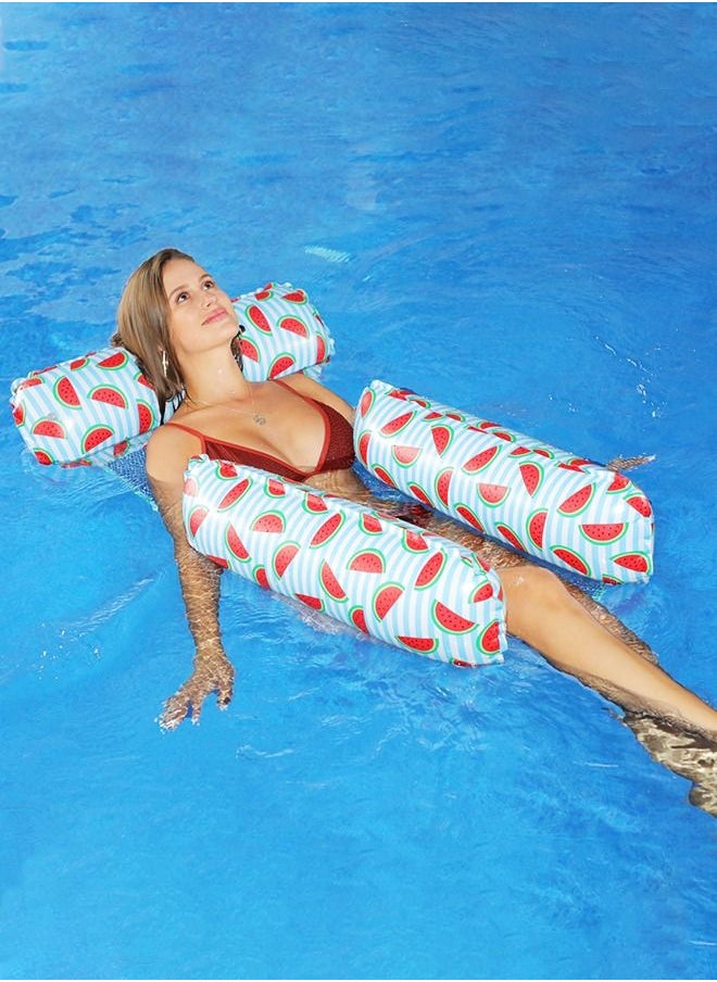 GROIC - 4-in-1 Hammock Inflatable Pool Float, Watermelon Pattern Multi-Purpose Pool Hammock, Lounge Chair, Saddle, Drifter, Hammock Pool Chair, Portable Water Hammock - Image 1