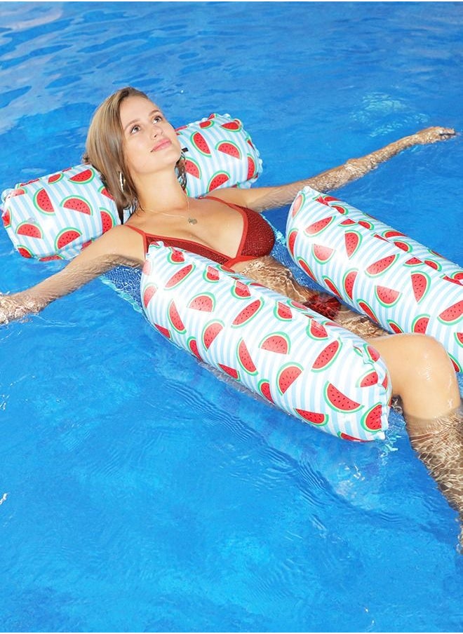 GROIC - 4-in-1 Hammock Inflatable Pool Float, Watermelon Pattern Multi-Purpose Pool Hammock, Lounge Chair, Saddle, Drifter, Hammock Pool Chair, Portable Water Hammock - Image 1