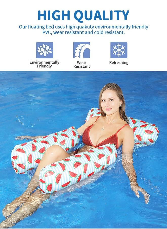 GROIC - 4-in-1 Hammock Inflatable Pool Float, Watermelon Pattern Multi-Purpose Pool Hammock, Lounge Chair, Saddle, Drifter, Hammock Pool Chair, Portable Water Hammock - Image 1