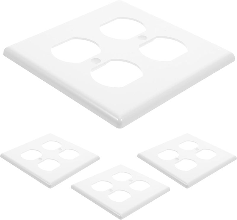 4pcs 4-gang Wall Plate Outlet Covers Set for Electrical Socket Receptacle, Decorative Switch Plates with Screw Holes, Compatible with Kitchen and Bathroom Outlets - Image 1