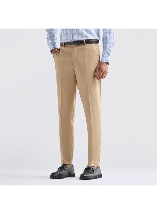 Splash FAV Textured Regular Fit Flexi Waist Trousers with Pockets  - Image 1