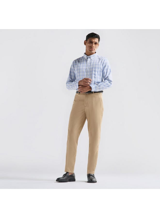 Splash FAV Textured Regular Fit Flexi Waist Trousers with Pockets  - Image 2