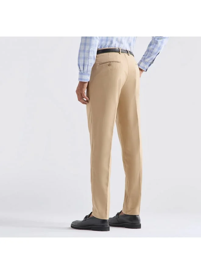 Splash FAV Textured Regular Fit Flexi Waist Trousers with Pockets