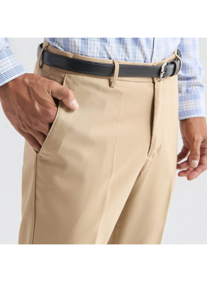 Splash FAV Textured Regular Fit Flexi Waist Trousers with Pockets  - Image 4