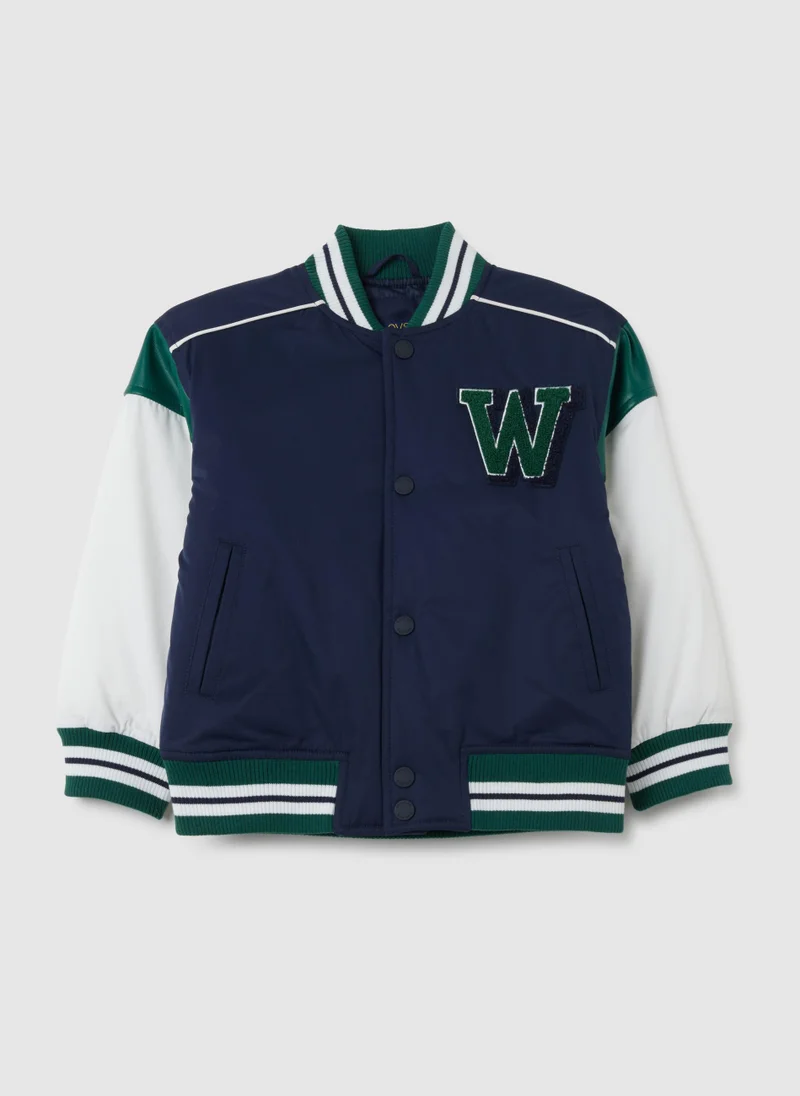 او في اس CHILDREN'S JACKET IN BLUE MULTICOLOUR REGULAR FIT FABRIC