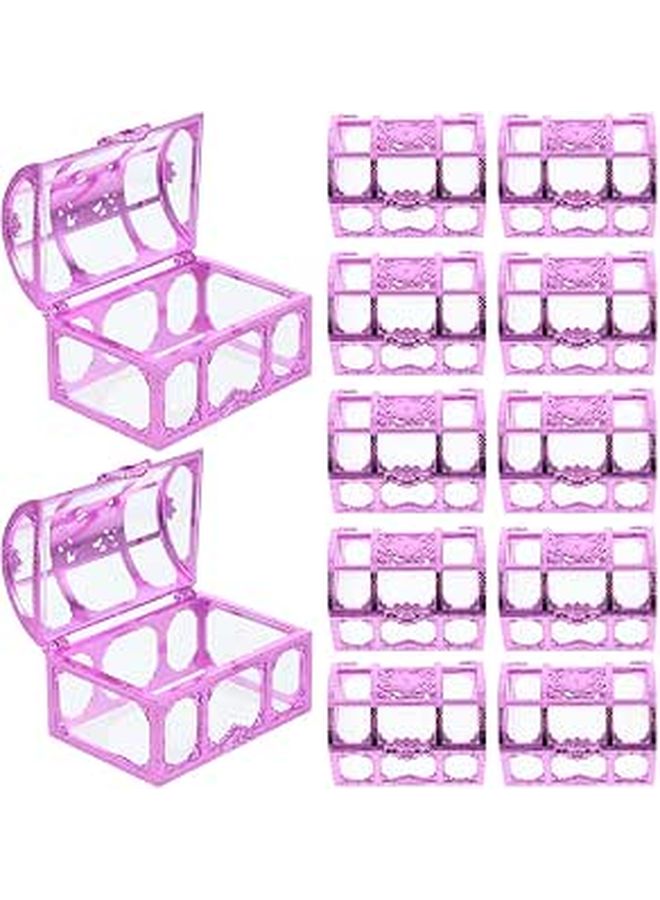 12 Pcs Wedding Candy Boxes Hollow Treasure Chest Design Rose Purple 9x6 3x6 cm Party Favor Boxes For Birthday Goody Storage And Wedding Decor - Image 1