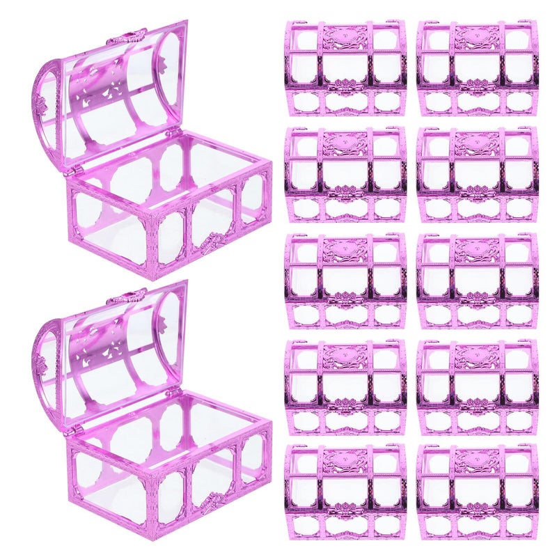 12 Pcs Wedding Candy Boxes Hollow Treasure Chest Design Rose Purple 9x6 3x6 cm Party Favor Boxes For Birthday Goody Storage And Wedding Decor - Image 2