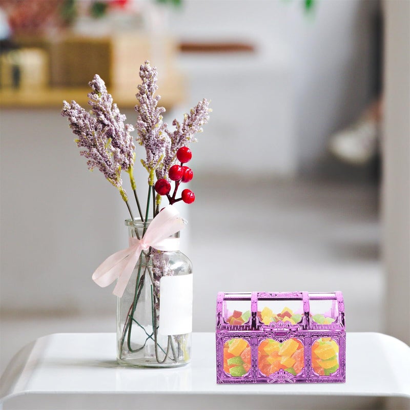 12 Pcs Wedding Candy Boxes Hollow Treasure Chest Design Rose Purple 9x6 3x6 cm Party Favor Boxes For Birthday Goody Storage And Wedding Decor - Image 5
