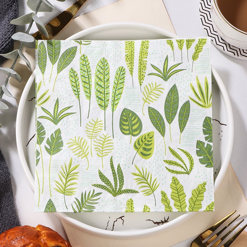 Supply Spot New Leaves Color Printing Napkin Paper Towel Western Restaurant Bakery For Facial Tissue - Image 2