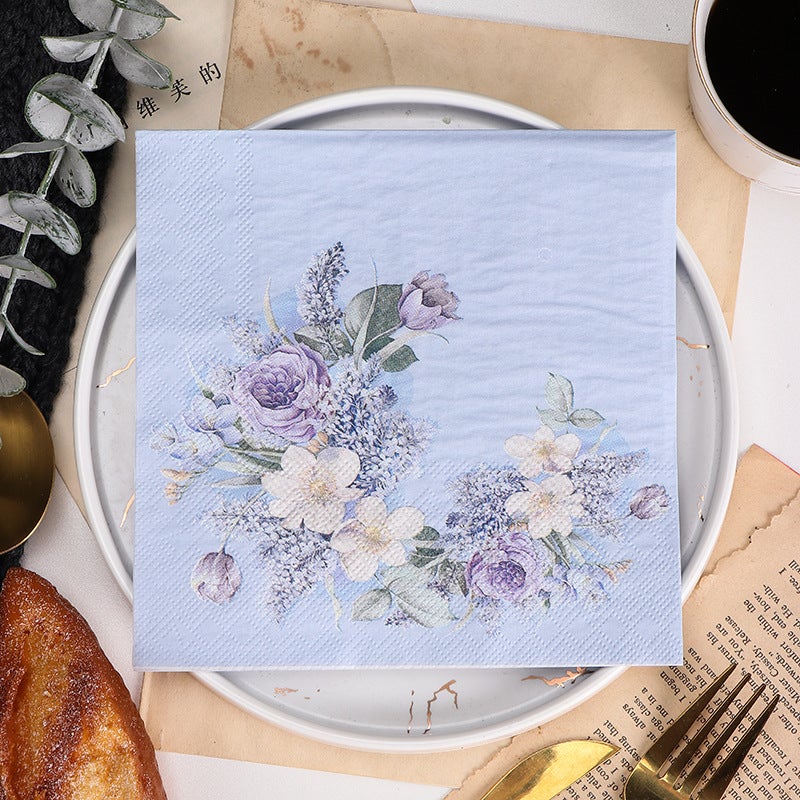 Supply Spot New Leaves Color Printing Napkin Paper Towel Western Restaurant Bakery For Facial Tissue - Image 1