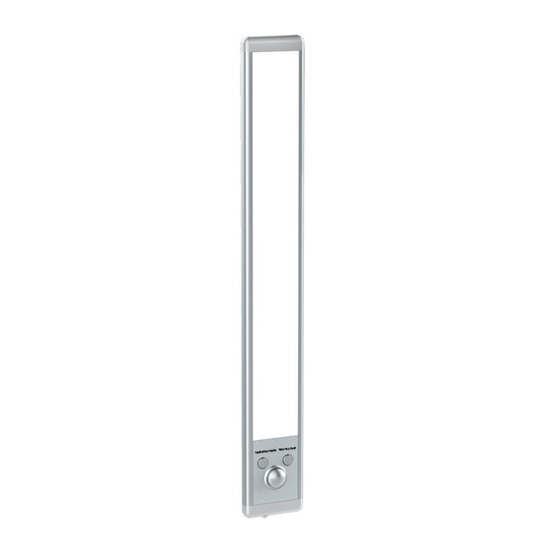 ضوء LED بمستشعر الحركة - فضي مقاس 24*4*1.5 سم قابل للتعديل بألوان ثلاثية، لاسلكي وقابل لإعادة الشحن، ضوء ليلي ذكي متعدد الأنماط للغرفة النوم، الخزانات، الممرات والخزائن - Image 1