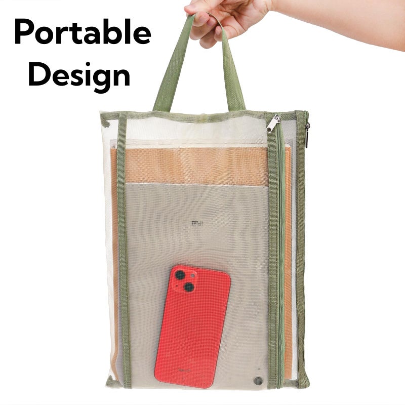 Goaste 10 Pack Mesh Zipper Pouch Bags, Double-Layer Nylon Mesh Bags with Handle, Portable Puzzle Building Block Sets Toy Storage Bags, Colored A4 Document Storage Organizer for School Office Games - Image 4