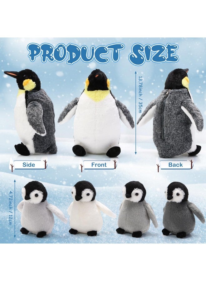Harrycle 5 Pcs Penguin Plush Toy Set 1 Mommy Penguin Stuffed Animal With 4 Cute Babies In Her Belly 14 Inch Soft Cuddly Penguin Plushie For Kids Valentine'S Day Birthday (Simple Style) - Image 2