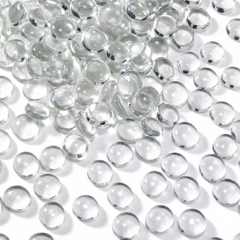 DomeStar 5Lb Flat Glass Marbles, Clear Flat Marble Beads Gems Transparent Aquarium Pebbles for Vase Filler Beads Table Scatters - Image 1