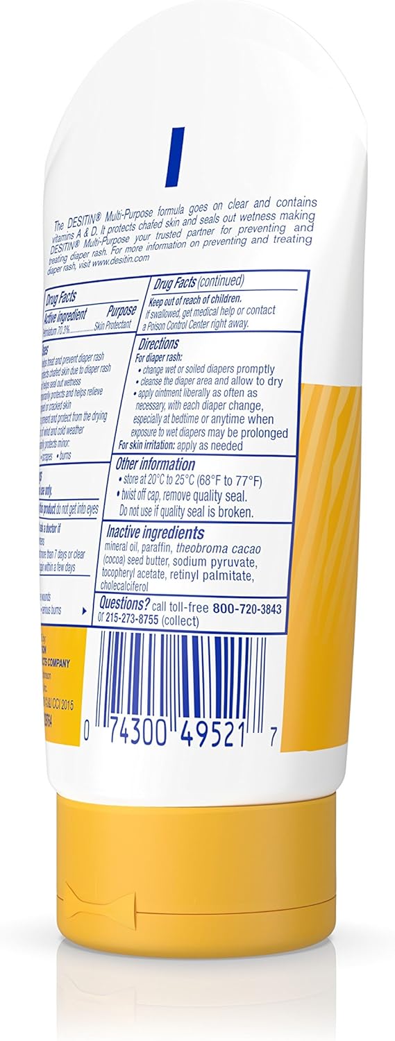 Desitin ديستين واقي للبشرة ومراهم طفح الحفاض متعددة الاستخدامات مع فيتامينات أ و د حجم سفر 35 أونصة عبوة من 2 - Image 4