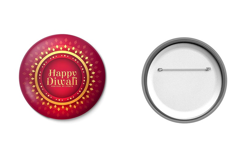 Hubops Diwali badge Round Pin Button Badge for Diwali celebration office school home Events, Gifts Accessories. Happy diwali badge - Image 2